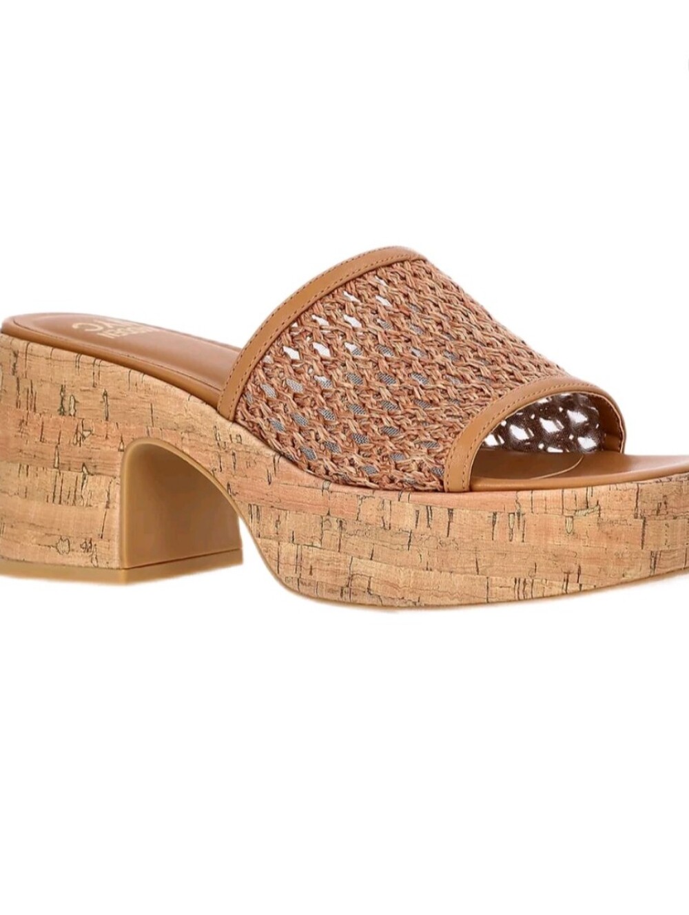 NIB Madden NYC Womens Tan Woven Cork Platform Slide Sandals 6 7 8 9